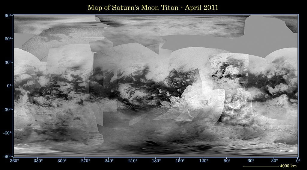 Mapa de Titán, por Cassini (NASA).
