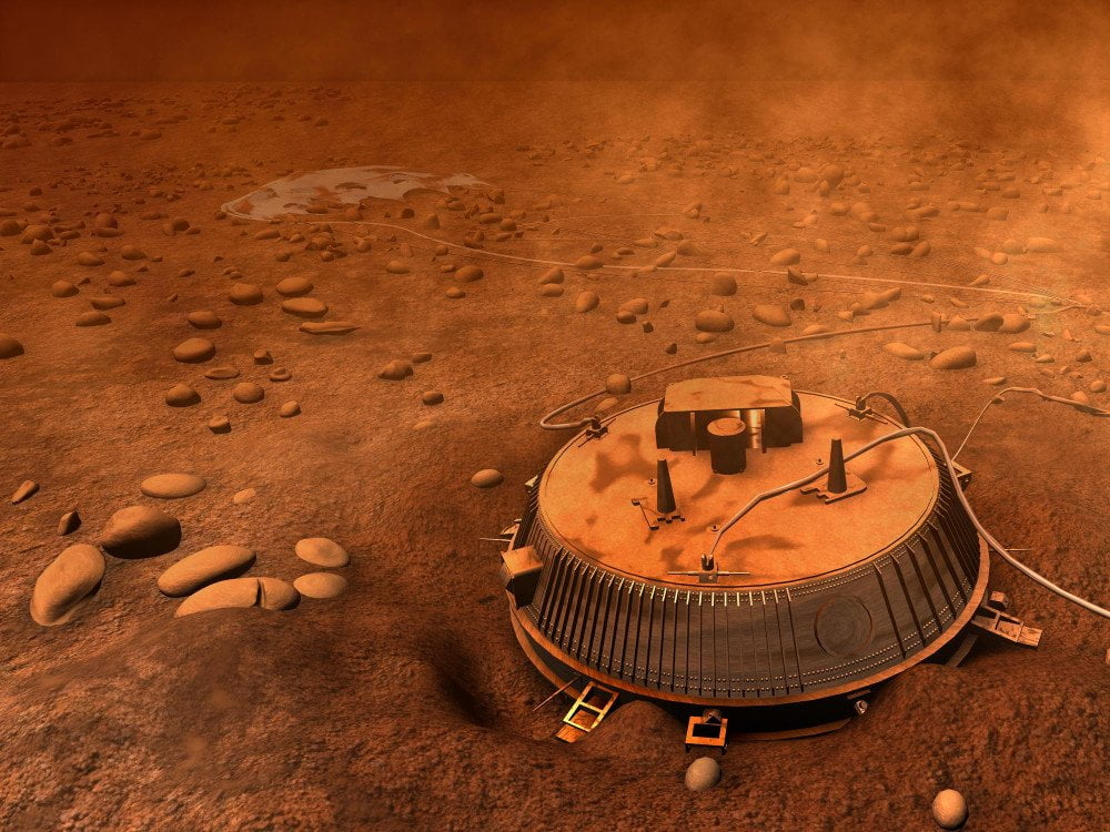 Visión artística de Huygens sobre la superficie de Titán