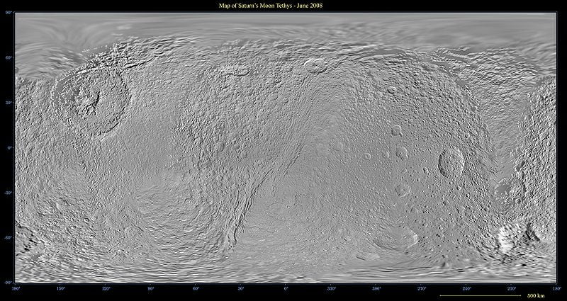 Mapa de la superficie de Tetis 